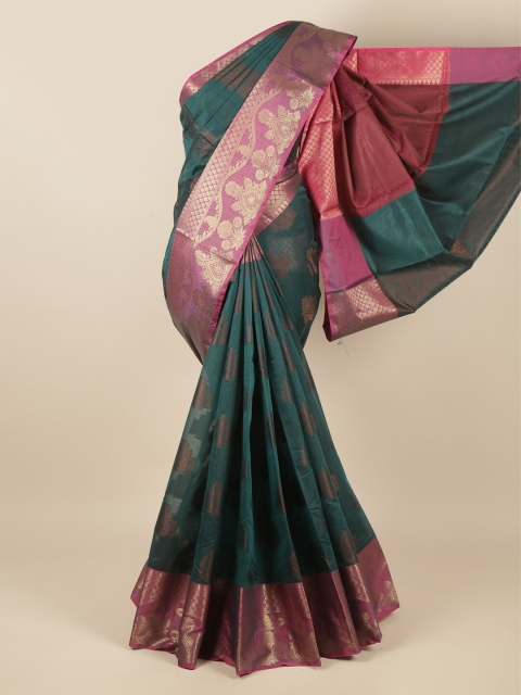 

Pothys Green & Magenta Ethnic Motifs Zari Saree