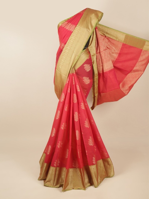 

Pothys Red & Gold-Coloured Ethnic Motifs Woven Zari Saree