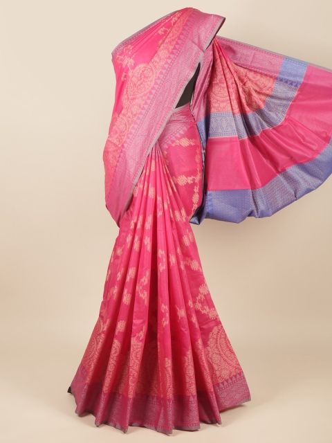 

Pothys Pink & Blue Ethnic Motifs Zari Saree