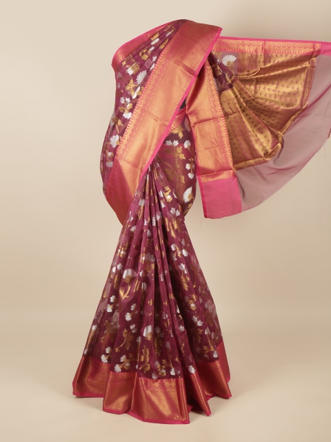 

Pothys Burgundy & Pink Woven Design Cotton Blend Saree