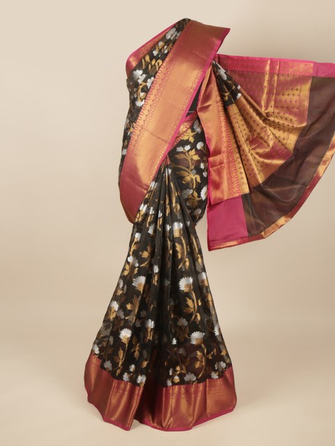 

Pothys Black & Magenta Woven Design Zari Saree