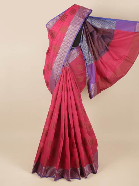 

Pothys Pink & Purple Ethnic Motifs Zari Saree