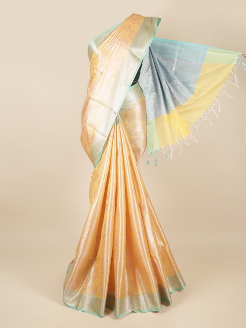 

Pothys Yellow & Green Floral Tissue Saree