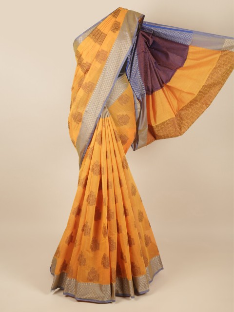 

Pothys Yellow & Purple Woven Design Zari Saree