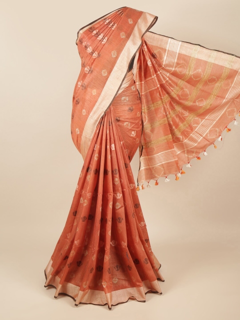 

Pothys Rust & Cream-Coloured Zari Jute Cotton Saree