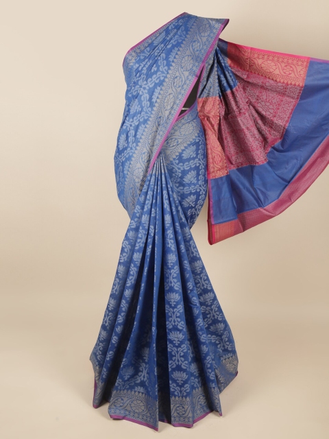 

Pothys Blue & Pink Ethnic Motifs Woven Saree