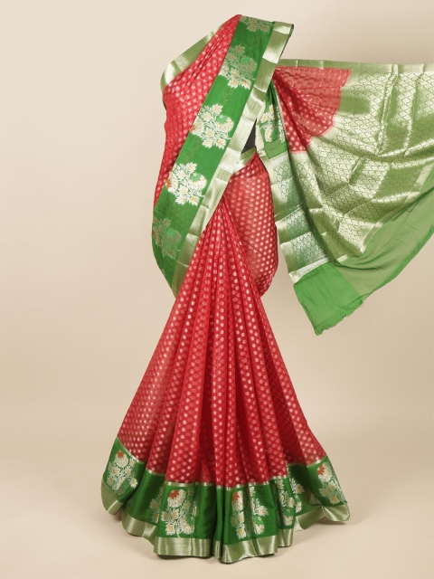 

Pothys Red & Green Woven Design Tissue Saree