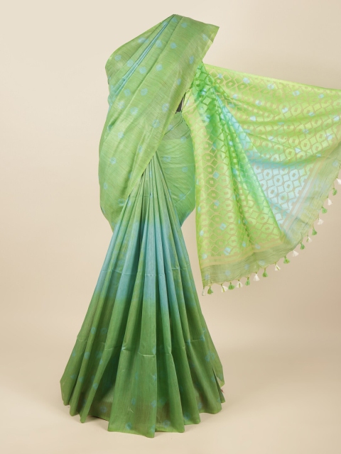

Pothys Green & Blue Bandhani Jute Cotton Saree