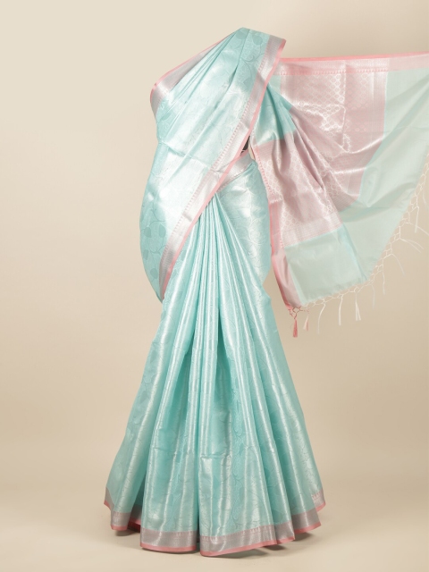 

Pothys Blue & Pink Woven Design Zari Tissue Saree