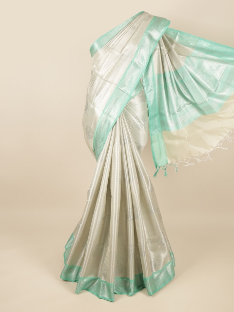 

Pothys Tan & Green Woven Design Tissue Saree