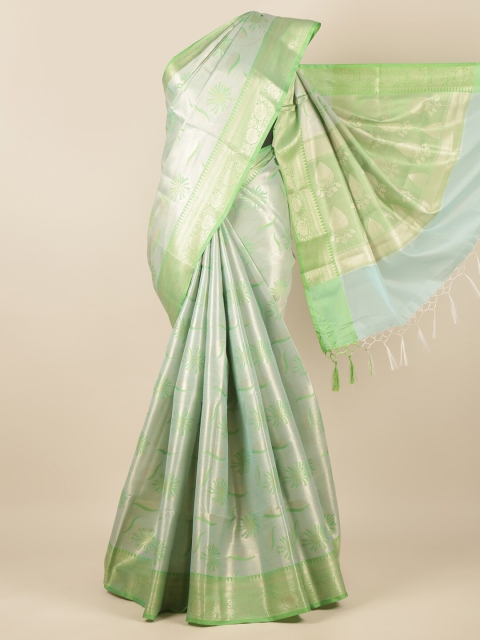 

Pothys Green & Blue Floral Tissue Saree