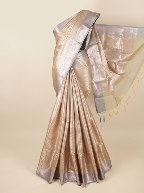 

Pothys Peach-Coloured & Grey Woven Design Zari Tissue Saree