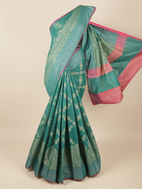 

Pothys Green & Pink Ethnic Motifs Saree
