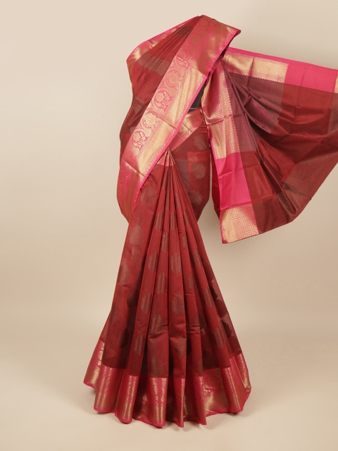 

Pothys Maroon & Gold-Toned Ethnic Motifs Zari Saree