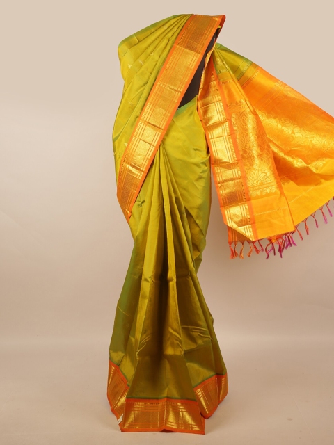 

Pothys Green & Orange Kanjeevaram Pure Silk Saree