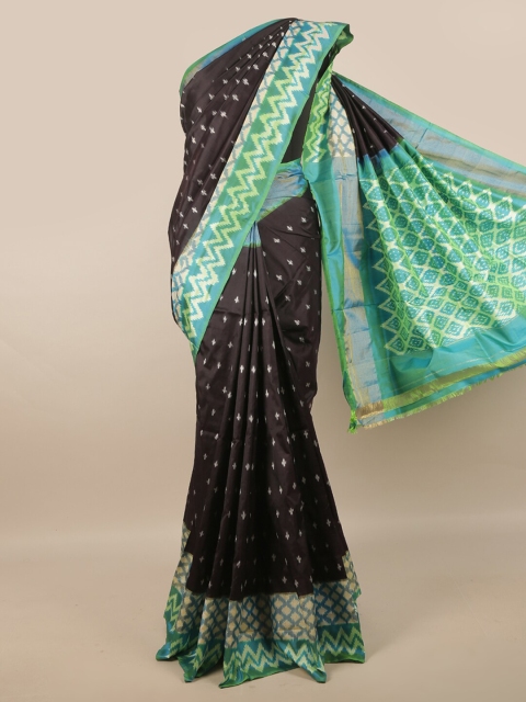 

Pothys Black & Green Ethnic Motifs Pure Silk Kanjeevaram Saree