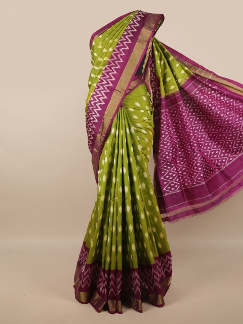 

Pothys Green & Magenta Printed Kanjeevaram Pure Silk Saree