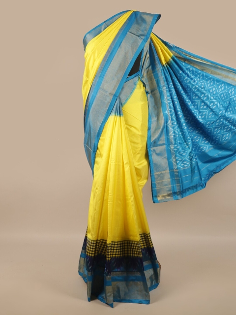 

Pothys Yellow & Gold-Toned Zari Pure Silk Kanjeevaram Saree