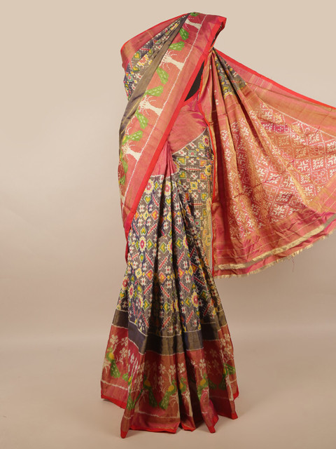 

Pothys Peach-Coloured Printed Kanjeevaram Pure Silk Saree