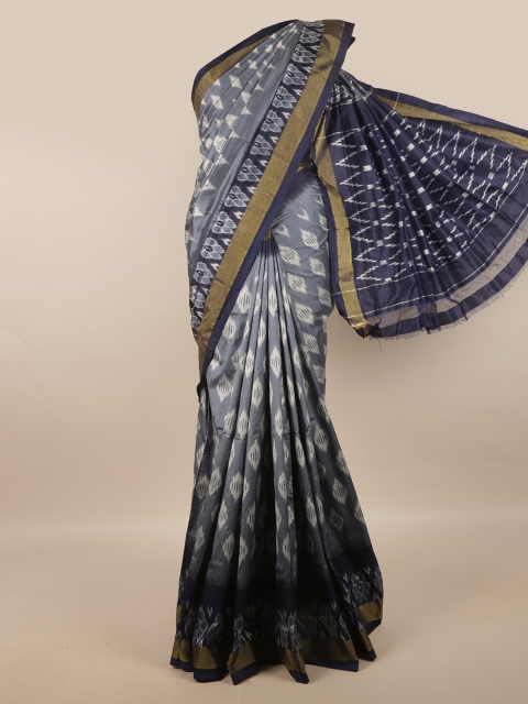 

Pothys Grey & White Batik Pure Silk Kanjeevaram Saree
