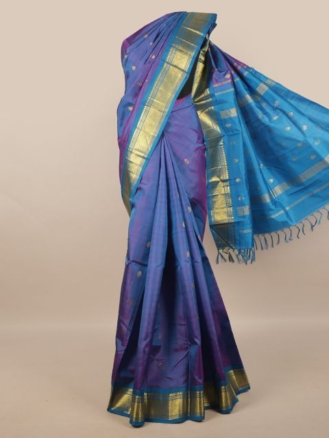 

Pothys Lavender & Gold-Toned Ethnic Motifs Zari Pure Silk Kanjeevaram Saree