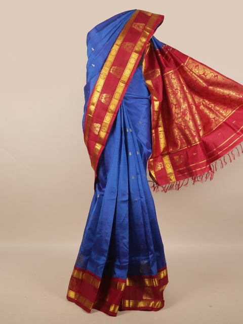 

Pothys Blue & Red Woven Design Kanjeevaram Pure Silk Saree