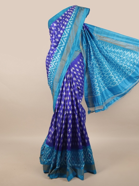 

Pothys Blue & White Woven Design Zari Pure Silk Kanjeevaram Saree