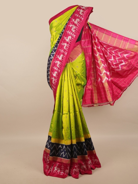 

Pothys Green & Pink Batik Zari Pure Silk Kanjeevaram Saree