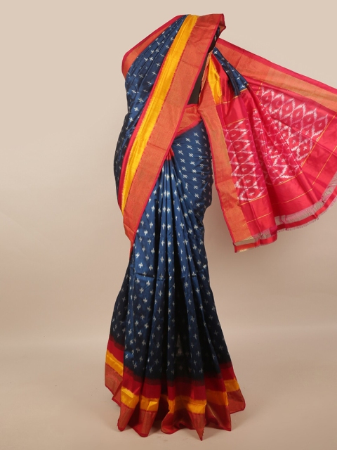 

Pothys Blue & Red Woven Design Zari Pure Silk Kanjeevaram Saree
