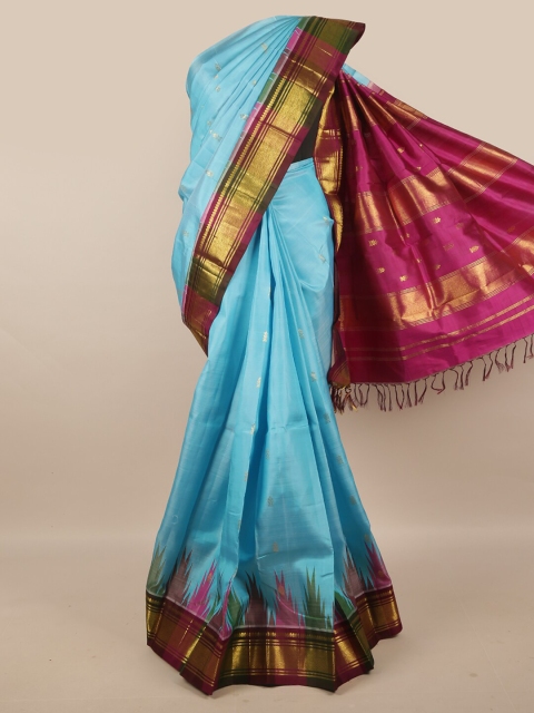 

Pothys Blue & Magenta Woven Design Kanjeevaram Pure Silk Saree