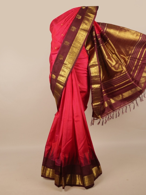 

Pothys Pink & Maroon Kanjeevaram Pure Silk Saree