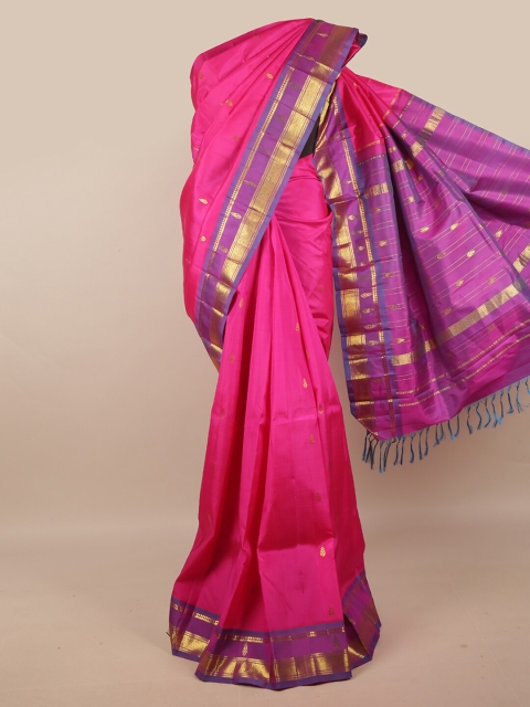 

Pothys Pink & Purple Woven Design Zari Pure Silk Kanjeevaram Saree
