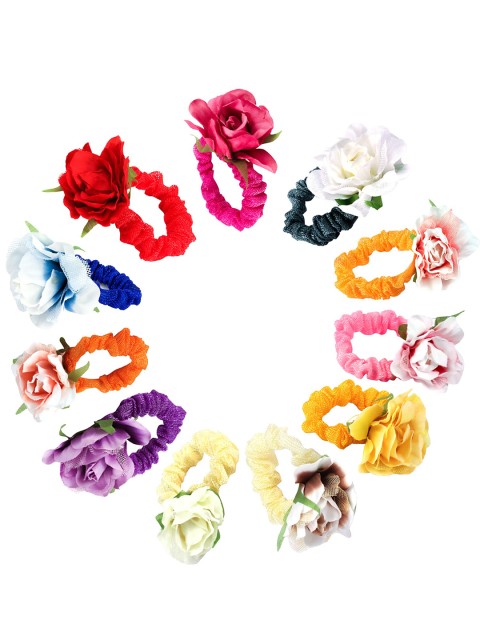 

Spiky Girls Multicoloured Set of 12 Lace Ponytail Holders, Multi