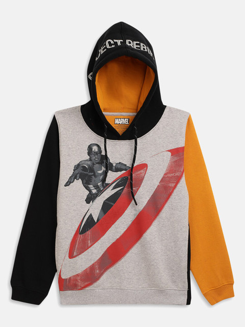 

Octave Boys Grey & Black Captain America Character Printed Hooded Sweatshirt