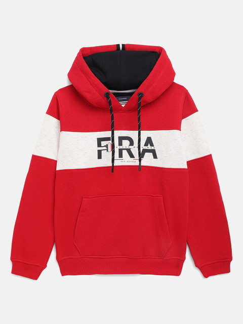 

Octave Boys Red Colourblocked Hooded Sweatshirt