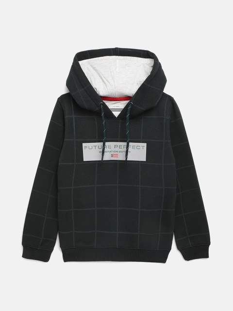 

Octave Boys Green Checked Hooded Sweatshirt