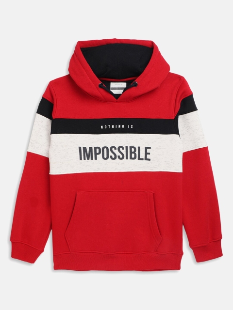 

Octave Boys Red & Black Colourblocked Hooded Sweatshirt