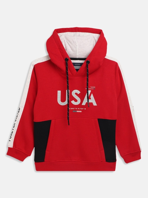 

Octave Boys Red Colourblocked Hooded Sweatshirt