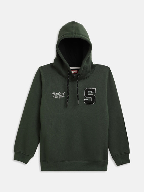 

Octave Boys Olive Green Printed Hooded Sweatshirt