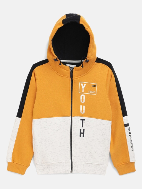 

Octave Boys Yellow Colourblocked Hooded Sweatshirt