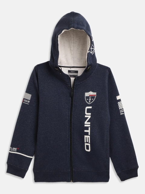 

Octave Boys Navy Blue Printed Hooded Sweatshirt
