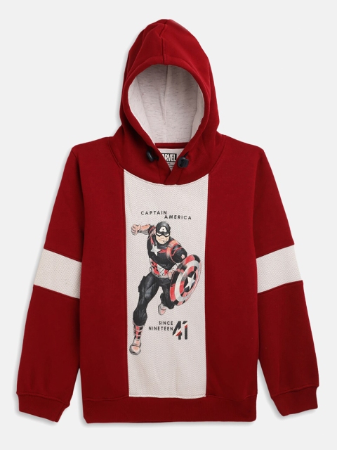 

Octave Boys Maroon Printed Hooded Sweatshirt