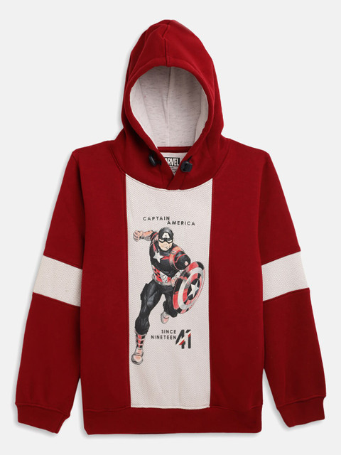 

Octave Boys Maroon Printed Hooded Sweatshirt