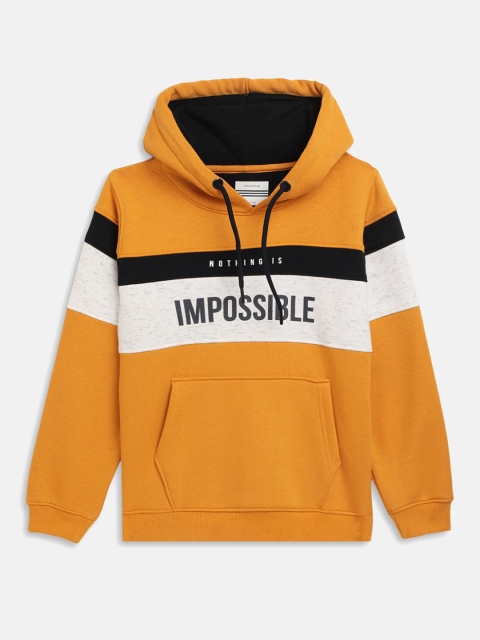 

Octave Boys Mustard Yellow Colourblocked Hooded Sweatshirt