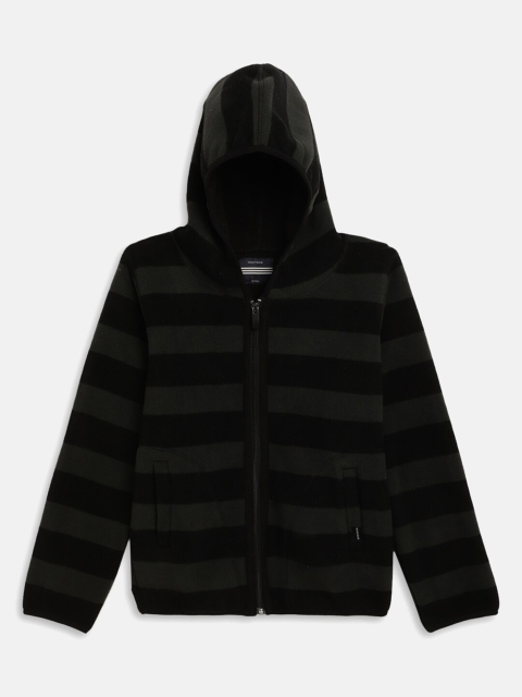

Octave Boys Olive Green Striped Hooded Sweatshirt