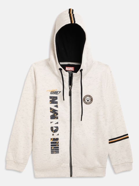 

Octave Boys White Printed Hooded Sweatshirt