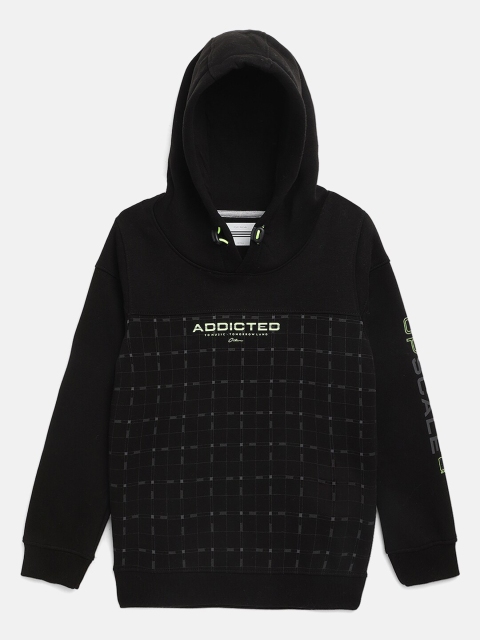 

Octave Boys Black Printed Hooded Sweatshirt