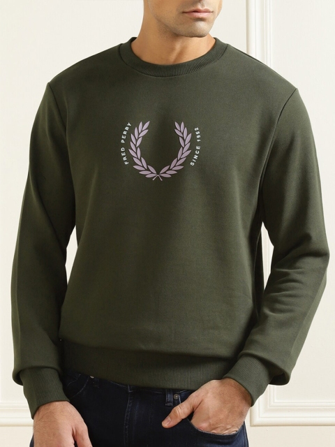 

Fred Perry Men Olive Green Pure Cotton Sweatshirt