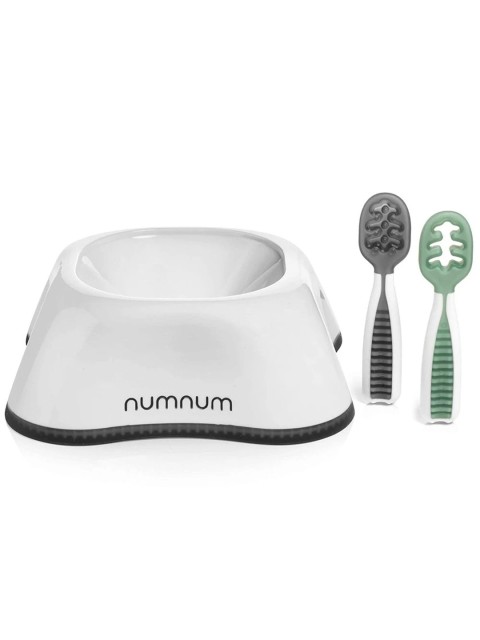 

Num Num Grey & Green Baby Bowl and Spoons Feeding Set