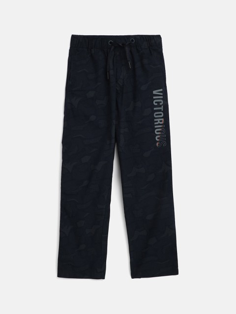 

Octave Boys Navy Blue Printed Cotton Track Pants